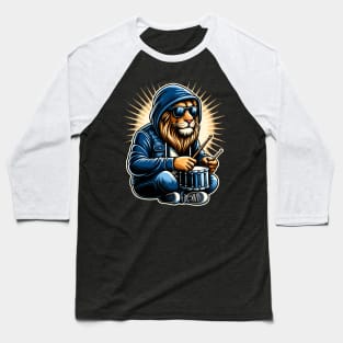 Lion Playing Drums Baseball T-Shirt